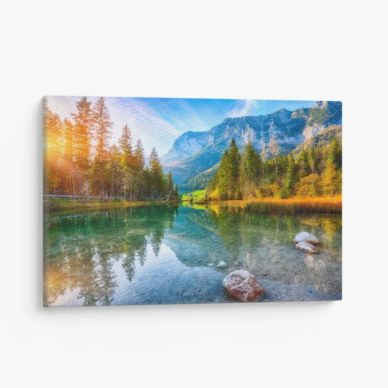 Quadro su tela tramonto autunnale sul lago Hintersee