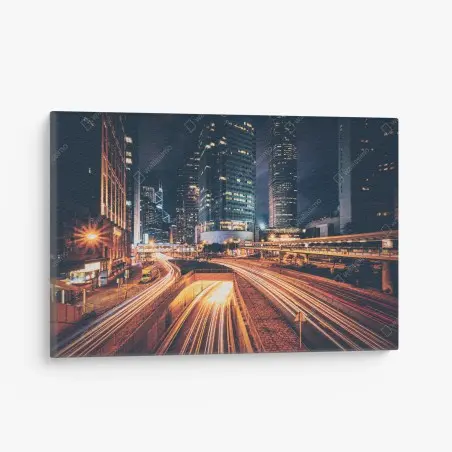 Quadro su tela metropoli notturna in movimento • Wallissimo®