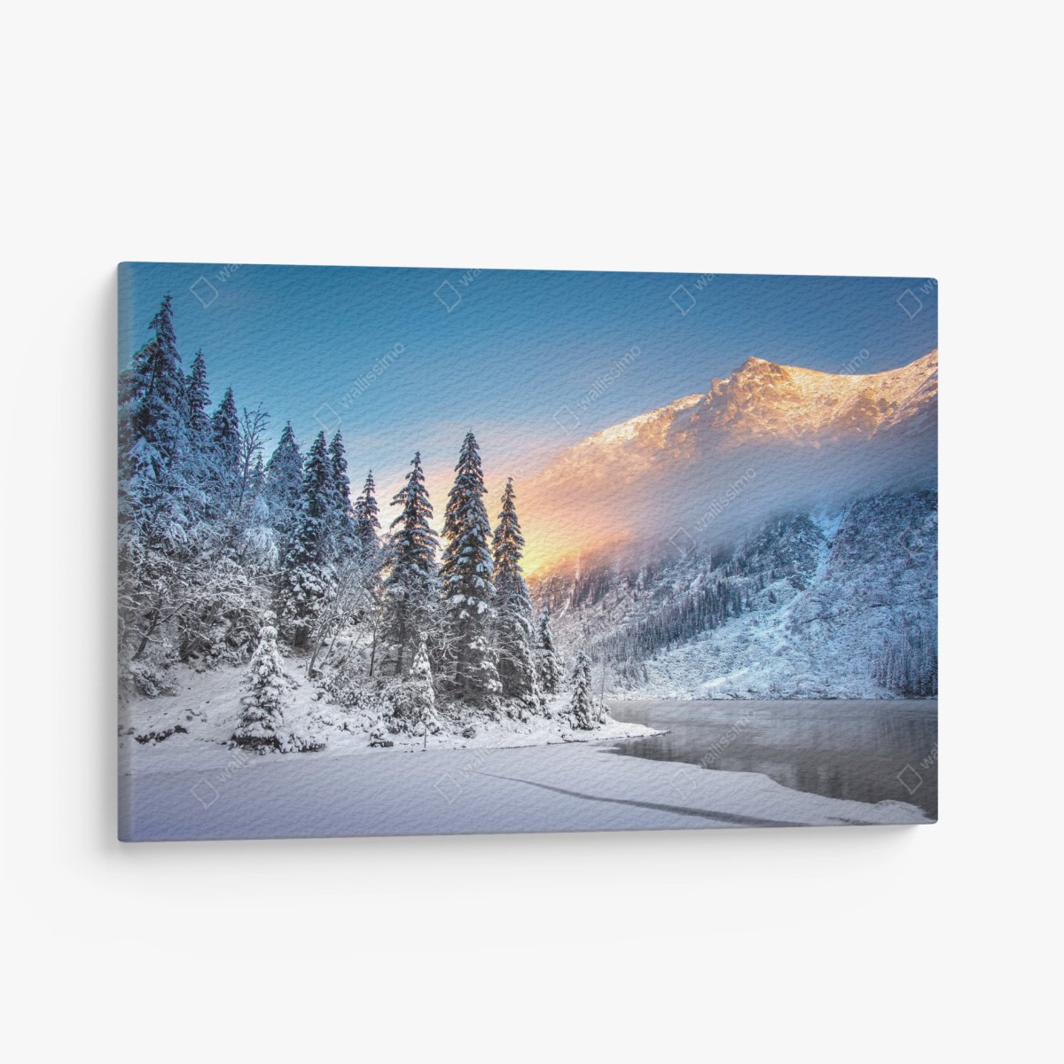 Quadro su tela alba dorata sulle montagne innevate • Wallissimo®