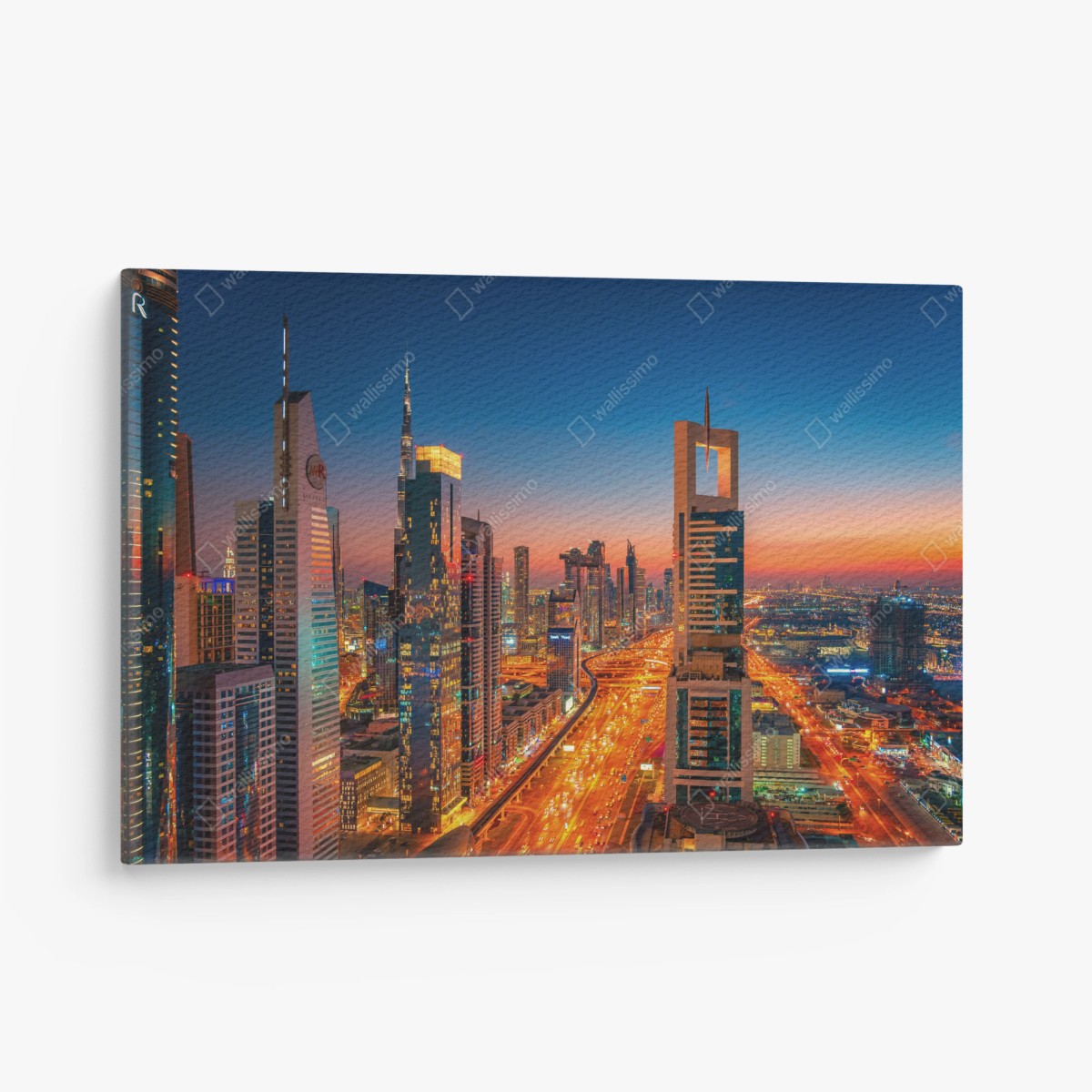 Quadro su tela panorama urbano notturno di Dubai • Wallissimo®
