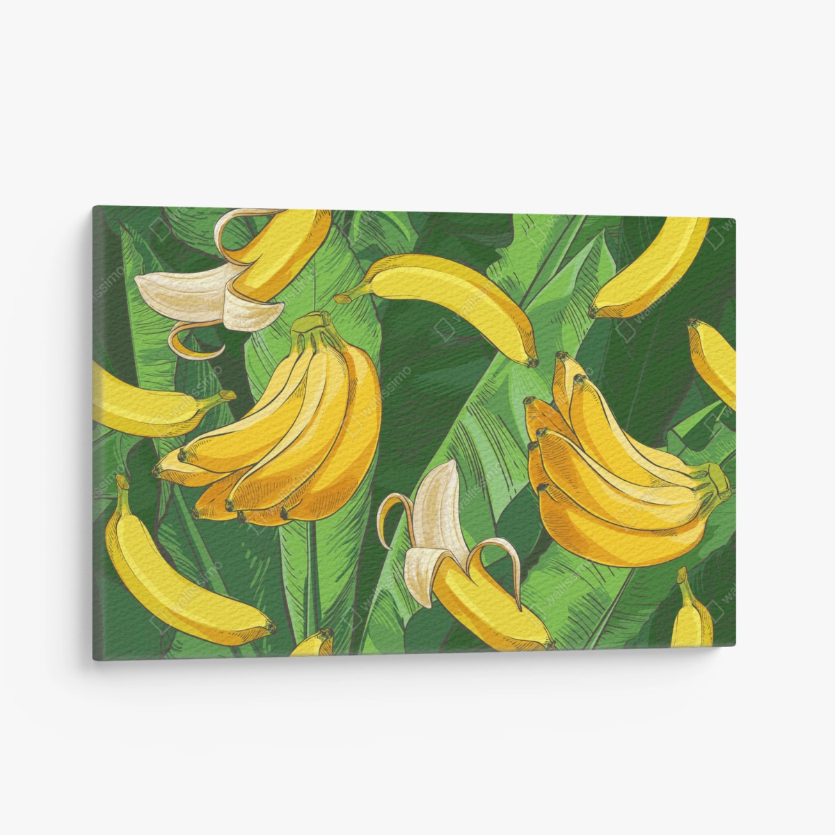 Quadro su tela motivo tropicale con banane e foglie • Wallissimo®
