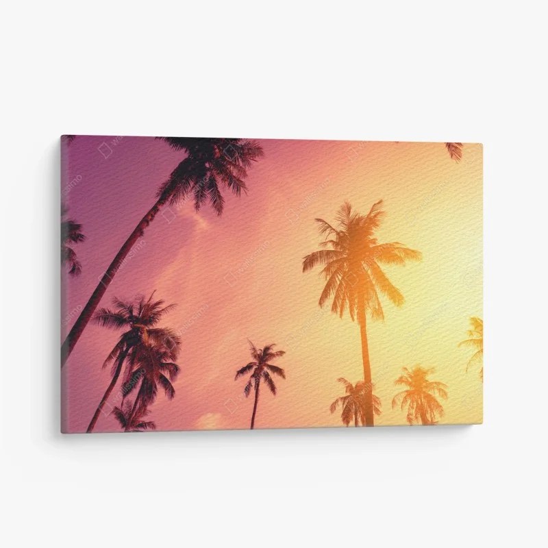 Quadro su tela tramonto tropicale con palme