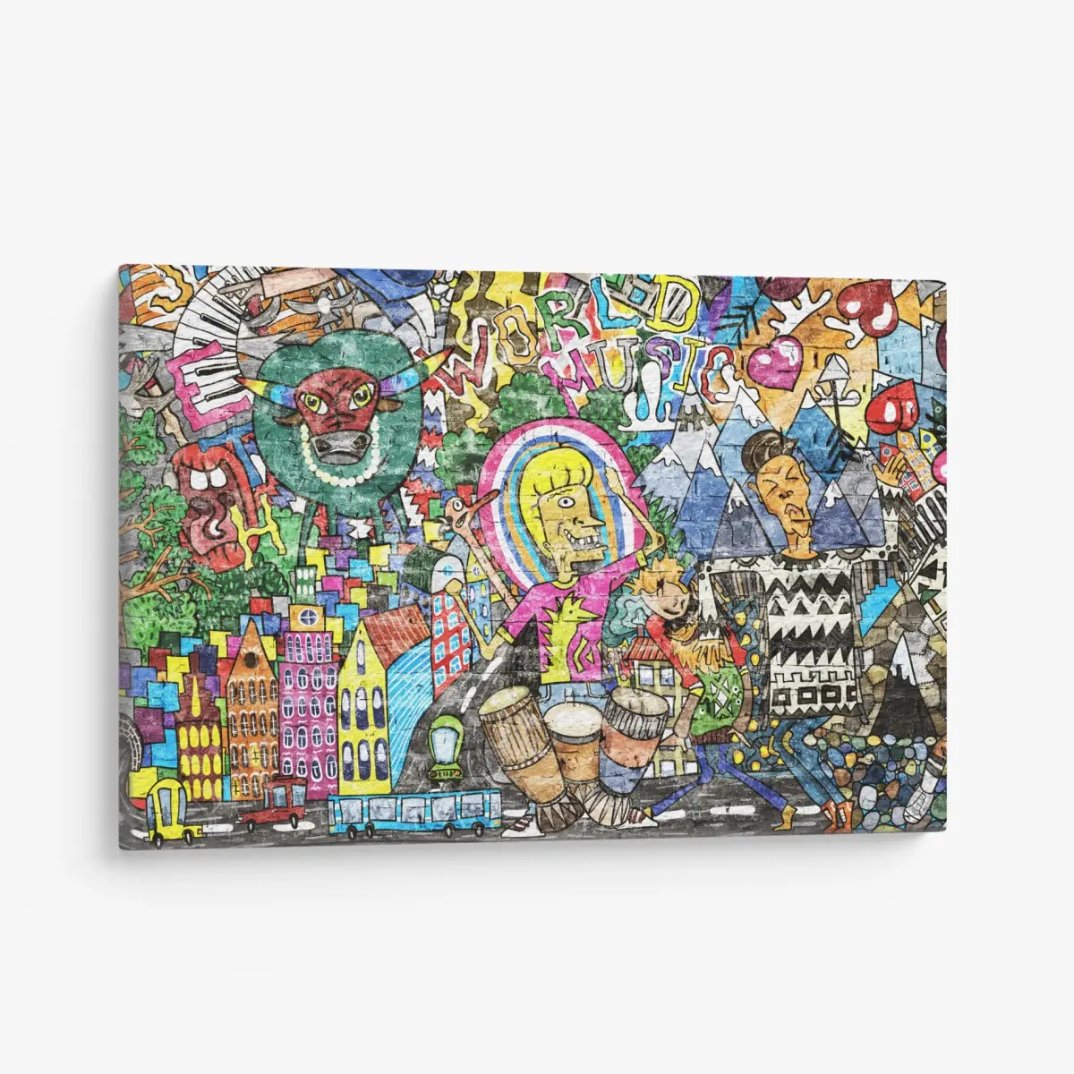 Quadro su tela esplosione di colore urbano e musica • Wallissimo®