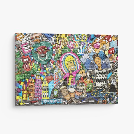 Quadro su tela esplosione di colore urbano e musica • Wallissimo®
