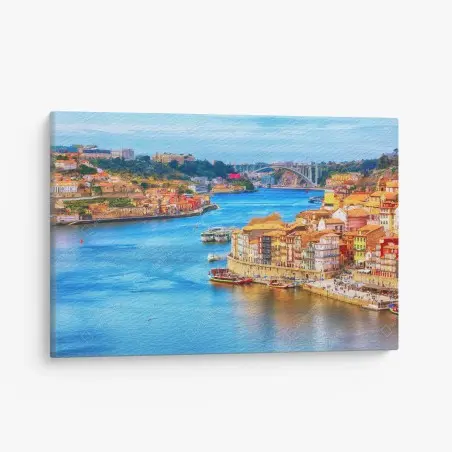 Quadro su tela panorama colorato di Porto sul Douro • Wallissimo®