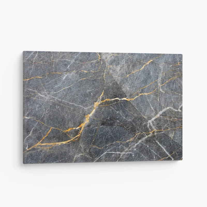 Quadro su tela marmo grigio con venature dorate