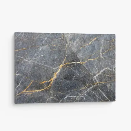Quadro su tela marmo grigio con venature dorate • Wallissimo®