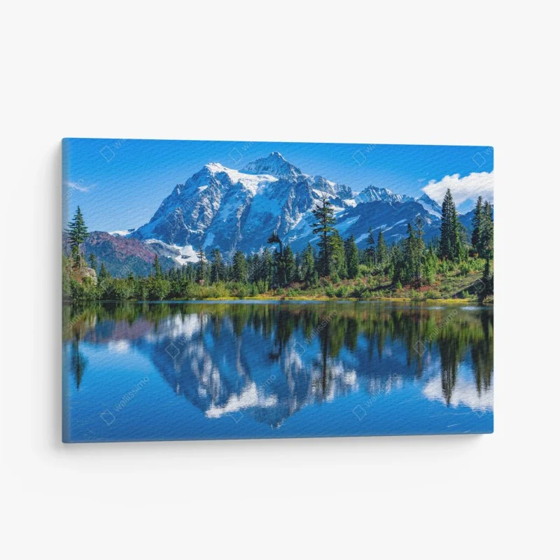 Quadro su tela riflessi alpini sul lago