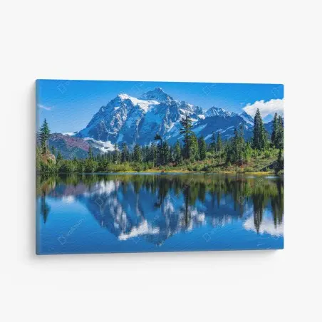 Quadro su tela riflessi alpini sul lago • Wallissimo®