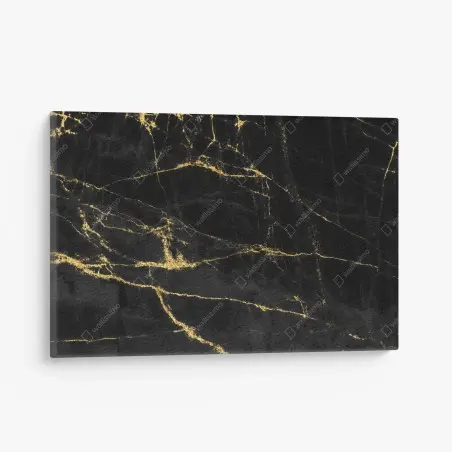 Quadro su tela marmo nero con venature dorate • Wallissimo®