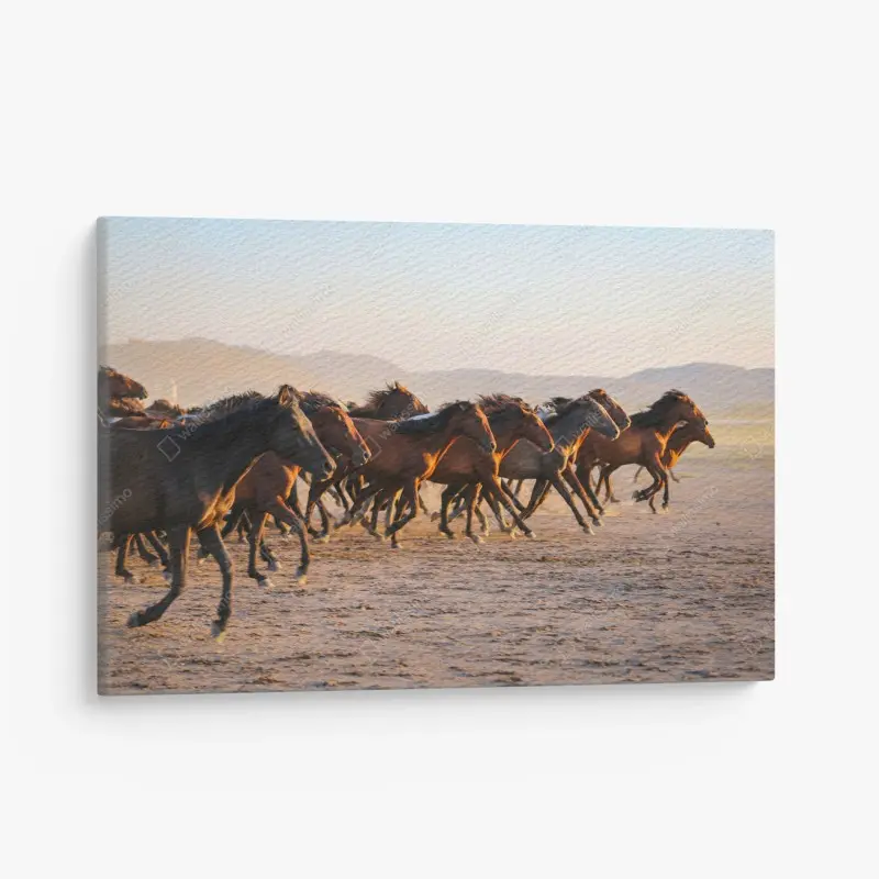 Quadro su tela cavalli Yilki al galoppo nelle pianure di Kayseri