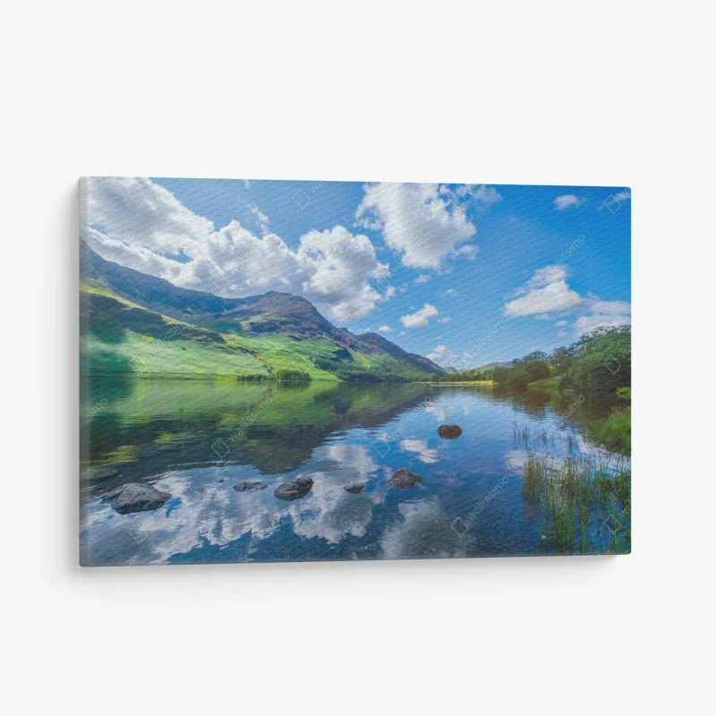 Quadro su tela riflessi delle montagne sul lago, Lake District