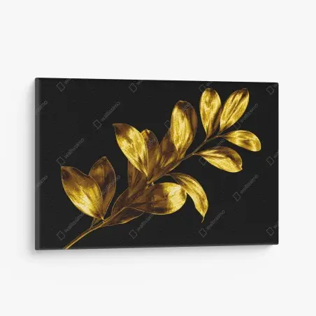 Quadro su tela ramo dorato su sfondo nero • Wallissimo®
