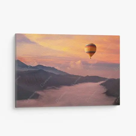 Quadro su tela sospesi all'alba: mongolfiera sul mare di nubi • Wallissimo®