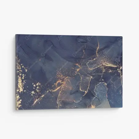 Quadro su tela astratto blu notte con venature dorate • Wallissimo®