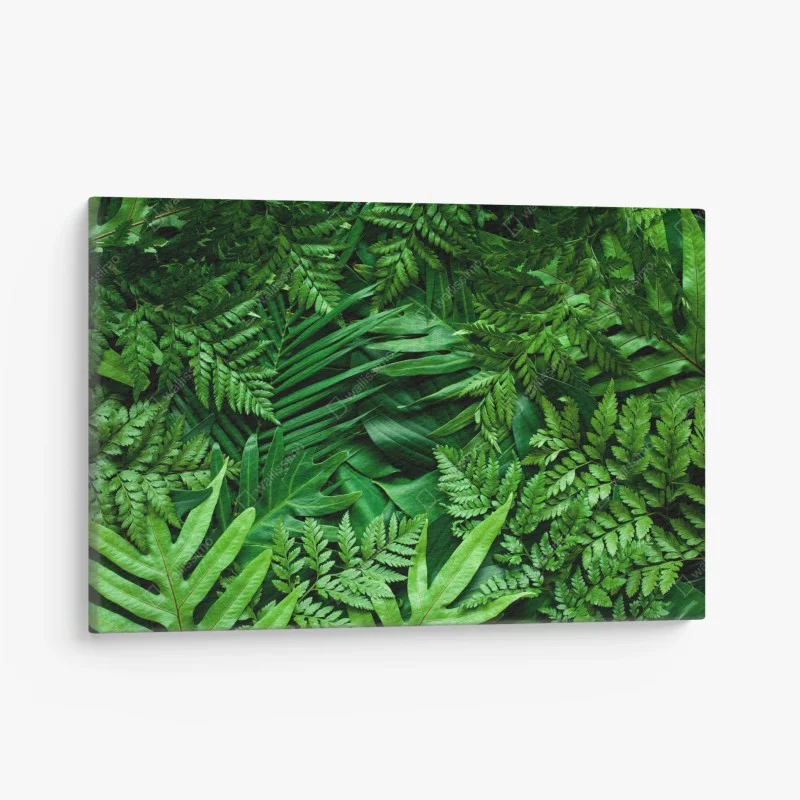 Quadro su tela motivo botanico di foglie tropicali