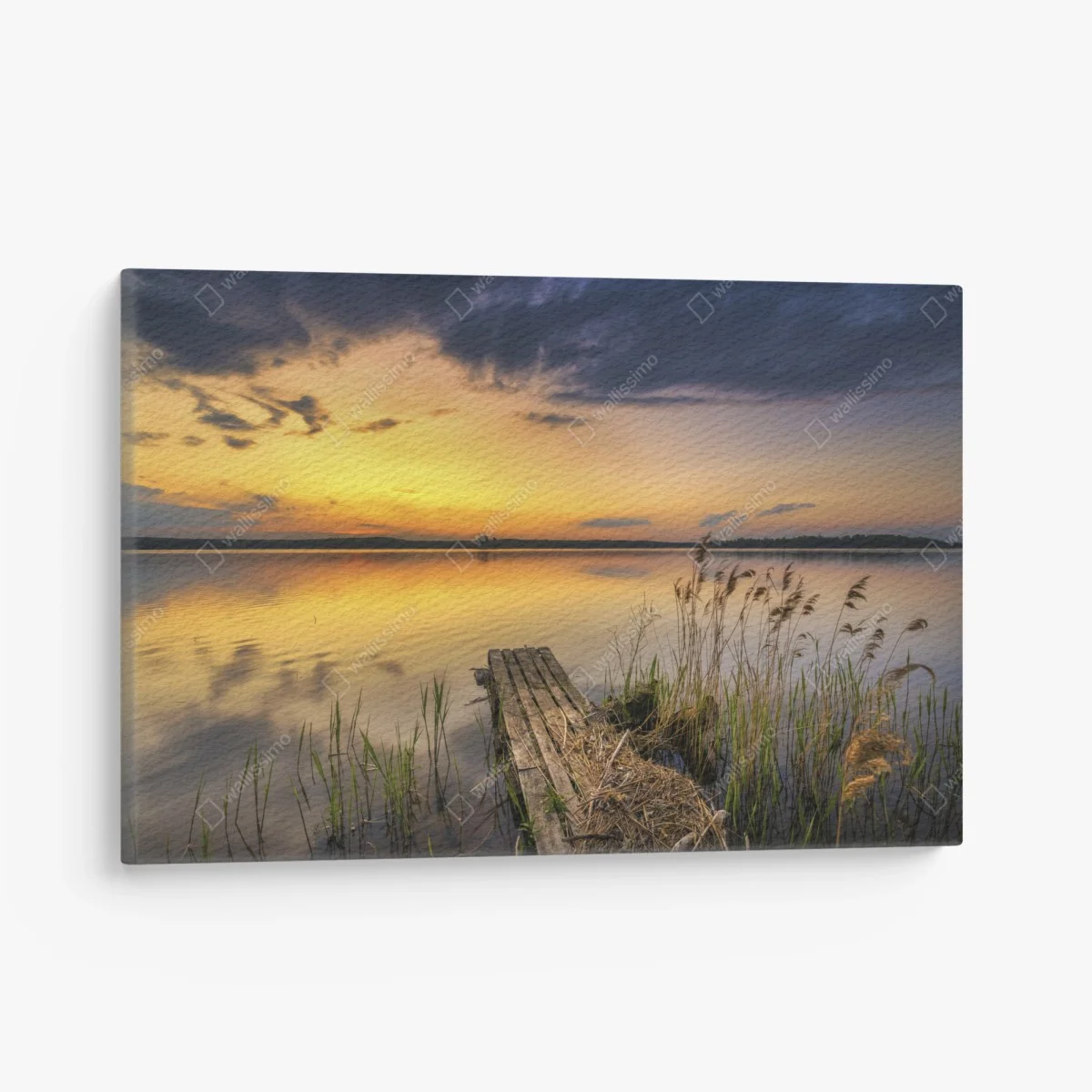 Quadro su tela tramonto dorato sul lago • Wallissimo® Quadro su tela tramonto dorato sul lago • Wallissimo®
