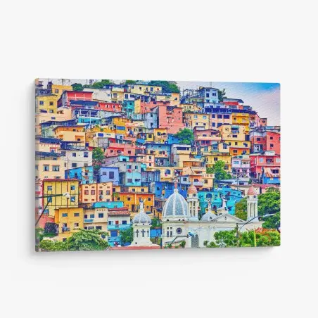 Quadro su tela panorama colorato di Las Penas a Guayaquil • Wallissimo®