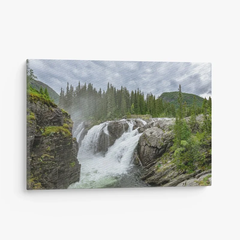 Quadro su tela cascata impetuosa nella foresta
