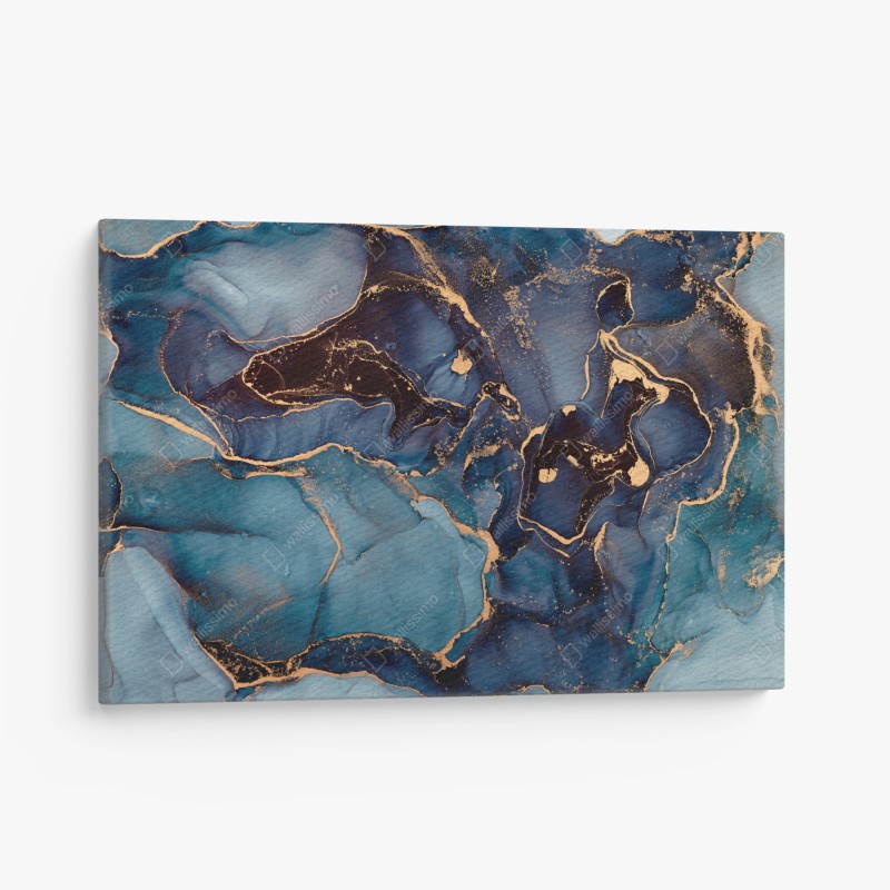 Quadro su tela correnti di inchiostro blu e oro