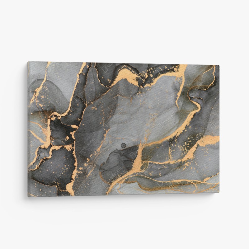 Quadro su tela correnti dorate su marmo grigio