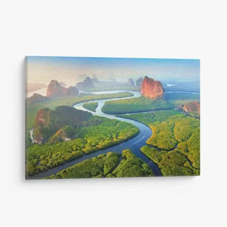 Quadro su tela alba dorata sulla baia di Phang Nga, Thailandia • Wallissimo®