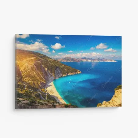 Quadro su tela vista panoramica su Myrtos, Kefalonia • Wallissimo®