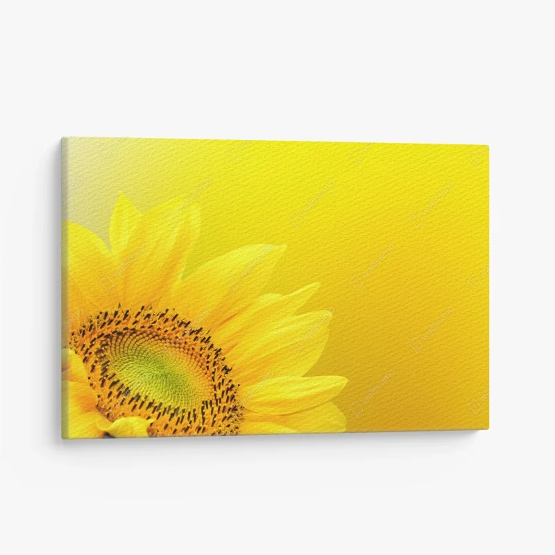 Quadro su tela girasole luminoso su sfondo giallo