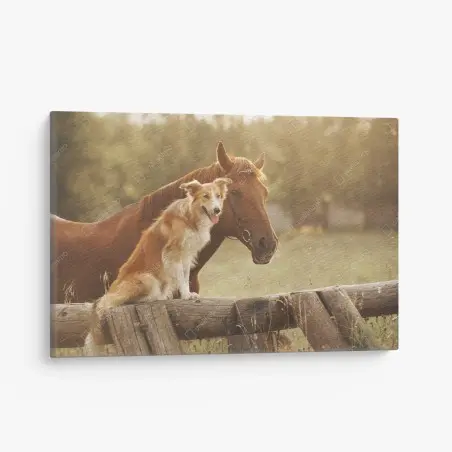 Quadro su tela amicizia al tramonto in campagna • Wallissimo®