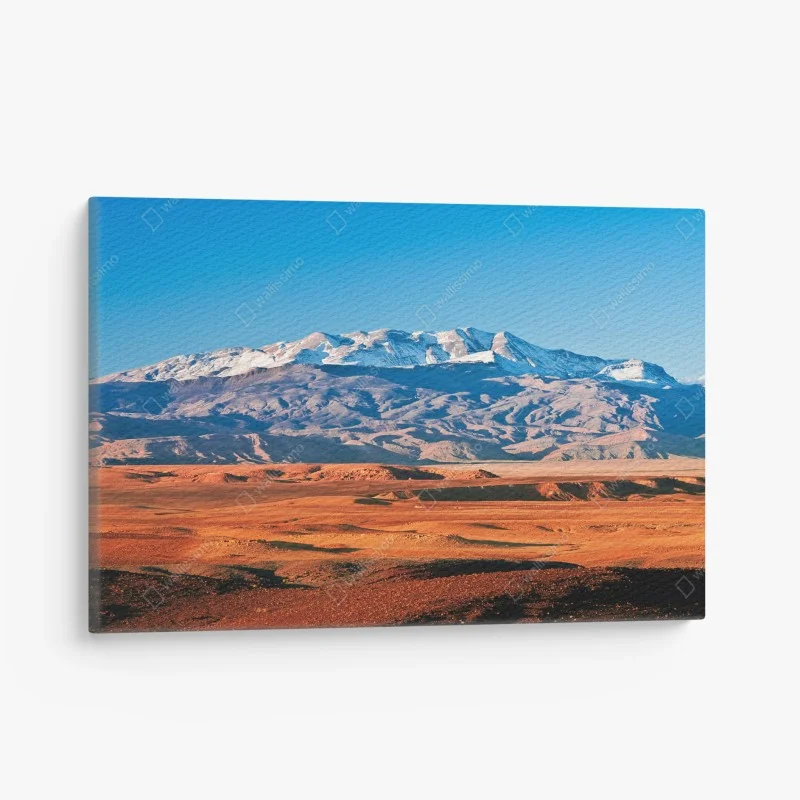 Quadro su tela deserto arido con montagna innevata