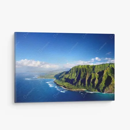 Quadro su tela panorama costiero tropicale dalle scogliere verdi • Wallissimo®