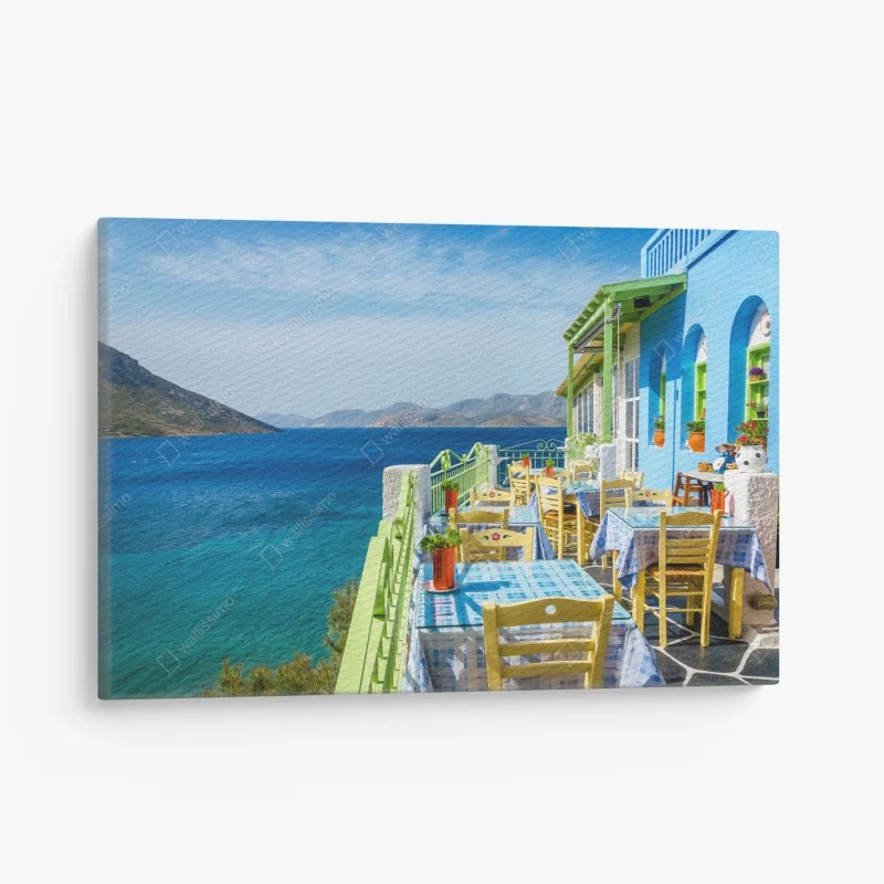 Quadro su tela terrazza sul mare con vista mediterranea
