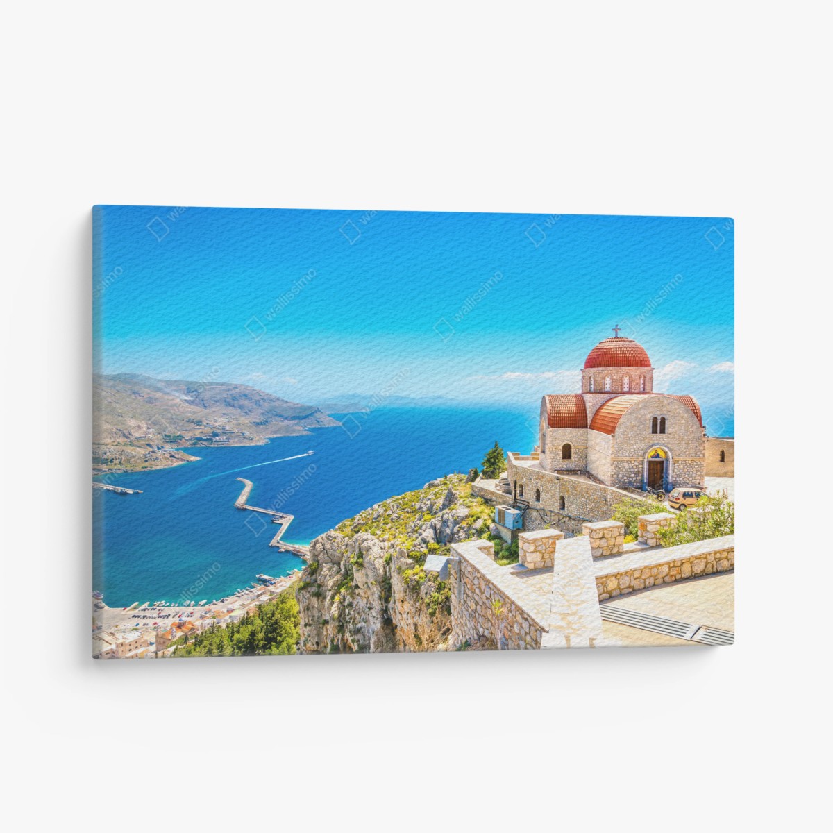 Quadro su tela chiesa sulla scogliera con vista sul mare • Wallissimo®