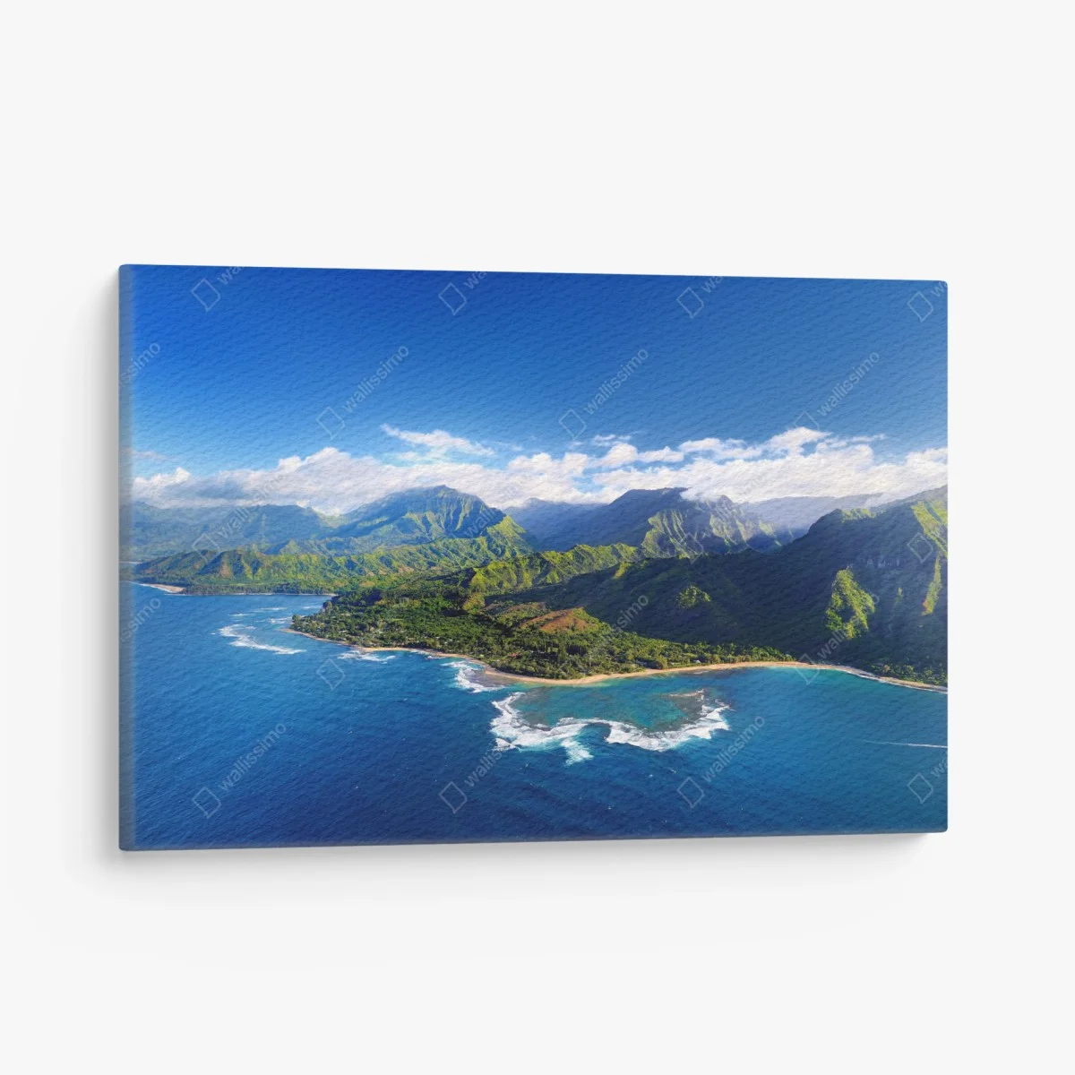Quadro su tela panorama costiero tropicale con montagne e oceano • Wallissimo® Quadro su tela panorama costiero tropicale con montagne e oceano • Wallissimo®
