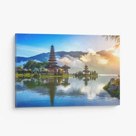 Quadro su tela tramonto sul tempio Pura Ulun Danu Bratan • Wallissimo®