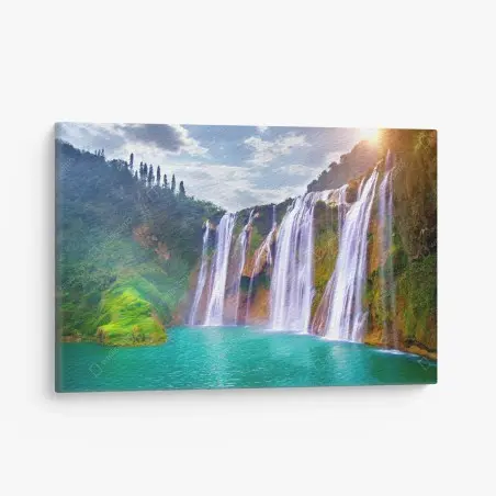 Quadro su tela panorama della cascata Jiulong a Luoping • Wallissimo®