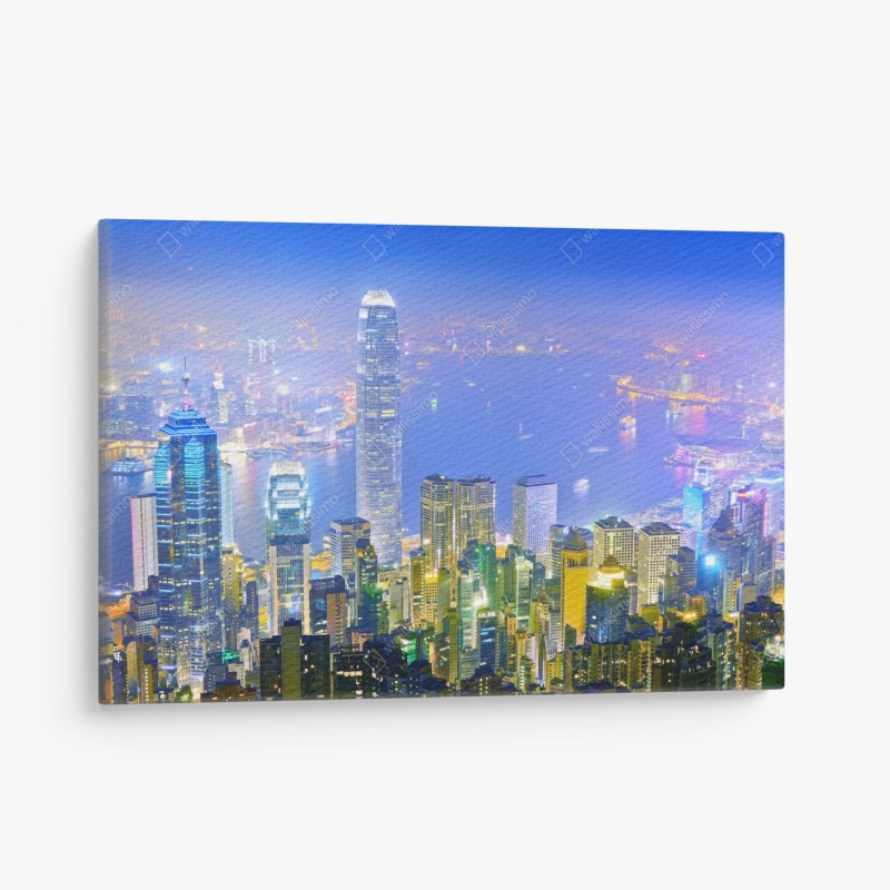 Quadro su tela panorama notturno di Hong Kong