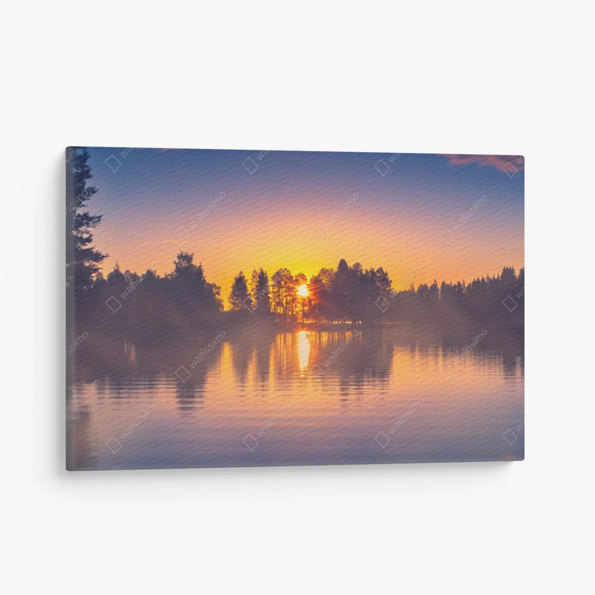 Quadro su tela lago al tramonto con riflessi dorati • Wallissimo® Quadro su tela lago al tramonto con riflessi dorati • Wallissimo®