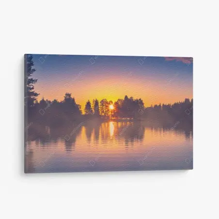 Quadro su tela lago al tramonto con riflessi dorati • Wallissimo®