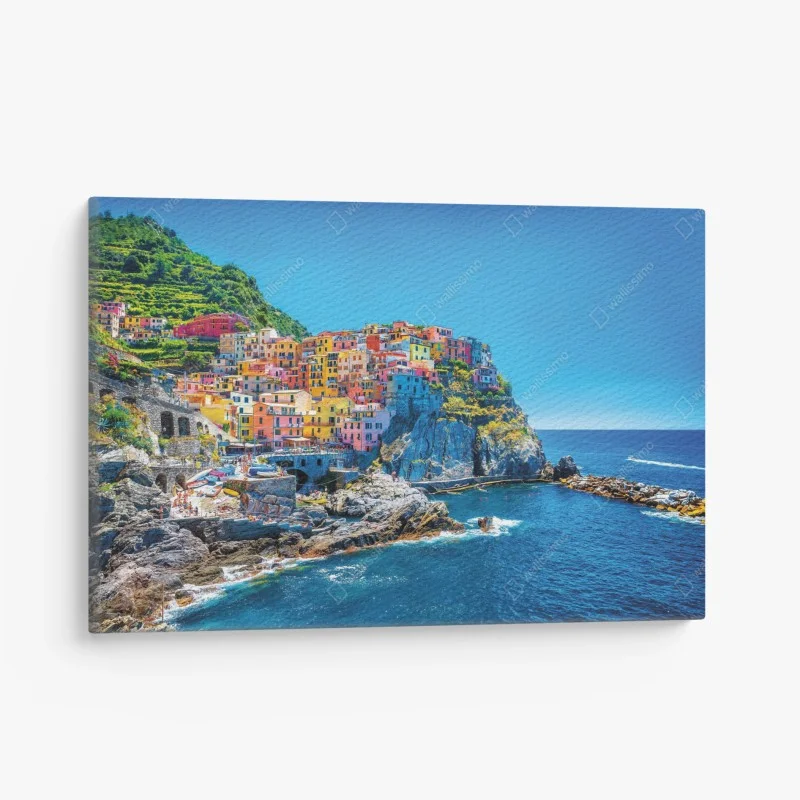 Quadro su tela murale panoramico del villaggio colorato di Cinque Terre