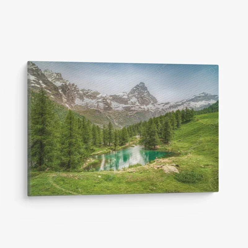 Quadro su tela panorama del Lago Blu a Cervinia