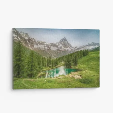 Quadro su tela panorama del Lago Blu a Cervinia • Wallissimo®