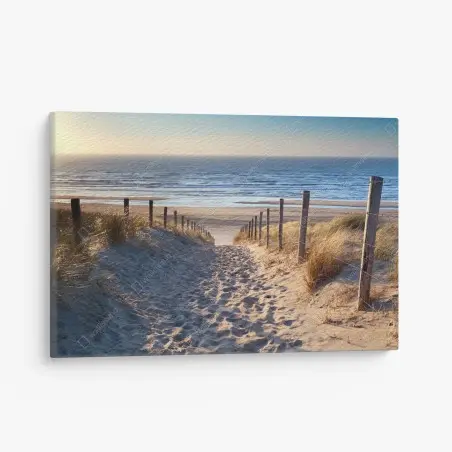 Quadro su tela sentiero verso il Mare del Nord al tramonto • Wallissimo®