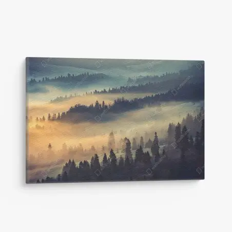 Quadro su tela nebbia dorata sulle colline • Wallissimo®
