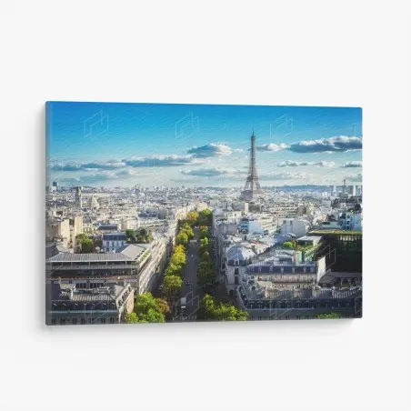 Quadro su tela ampio panorama di Parigi con Tour Eiffel • Wallissimo®