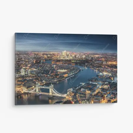 Quadro su tela panorama notturno di Londra con Tower Bridge • Wallissimo®