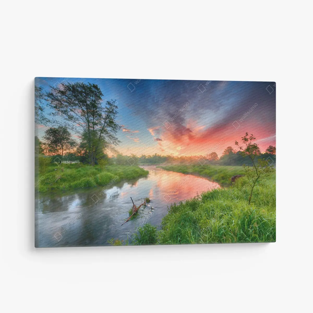 Quadro su tela alba estiva sulle rive del fiume • Wallissimo® Quadro su tela alba estiva sulle rive del fiume • Wallissimo®