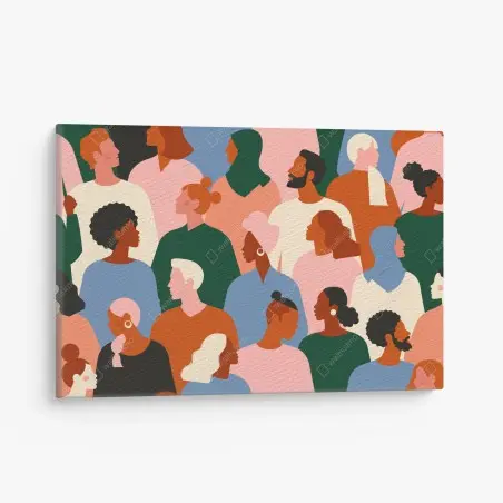 Quadro su tela mosaico umano di diversità • Wallissimo®