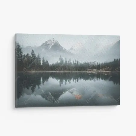 Quadro su tela riflessi alpini nella nebbia • Wallissimo®