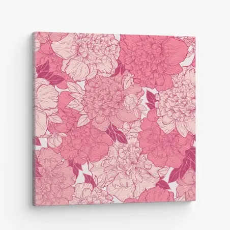 Quadro su tela peonie rosa in fiore • Wallissimo®